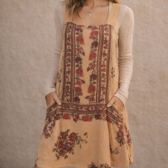 Free People Dresses & Skirts - Free People Floral Pinafore Dress | Size Small